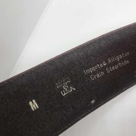 Unbranded Imported alligator grain Steerhide leather solid brass buckle Sz M (E) - Picture 3 of 5